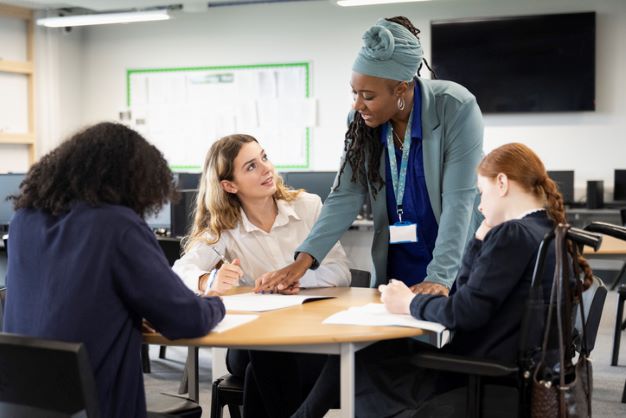 teacher with students